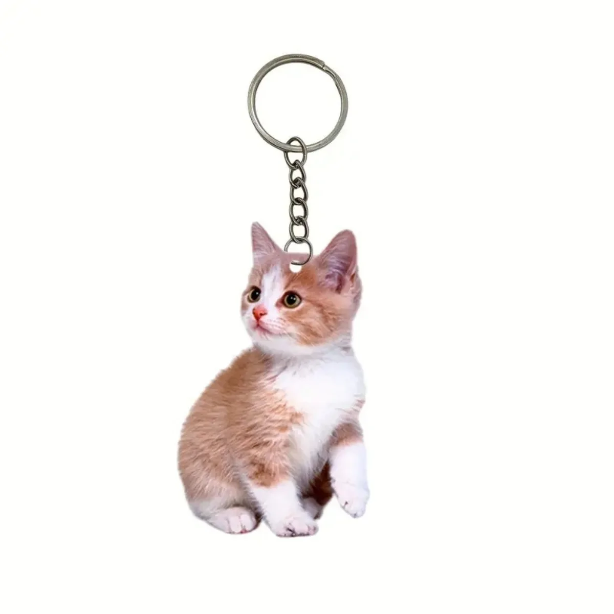 1pc Black and White Cat Keychain 2D Acrylic Cat Pendant Double-Sided Design Animal Key Ring Charm for Backpacks & Gifts