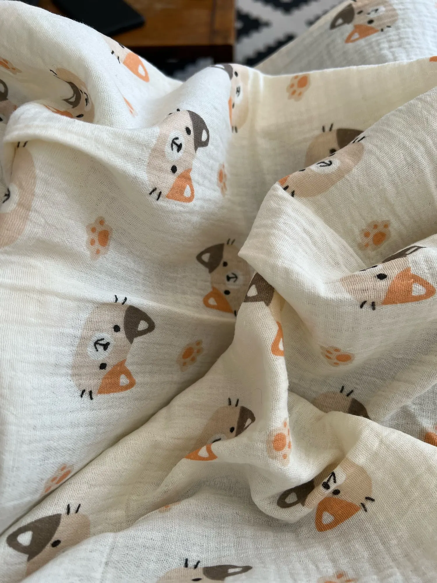 Cotton Swaddle Blanket Baby Blanket Floral Print Muslin Diaper Swaddle New Born Crinkle Fabric Stroller Cover photo review