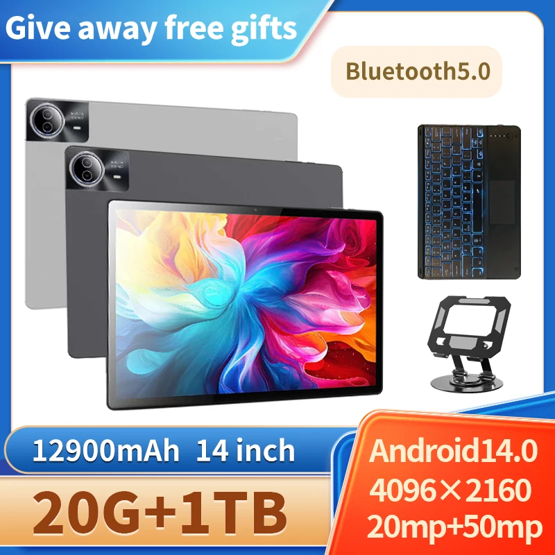 2024 Versione Globale 14 Pollici Nuovo Tablet Android13 Tastiera Bluetooth 1Tb Rete Android 13.0 Tablet Wifi 12900 Mah 10 Core