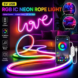 Vibrant RGBIC Neon LED Strip Lights with Music Sync - 5m (RGB IC)