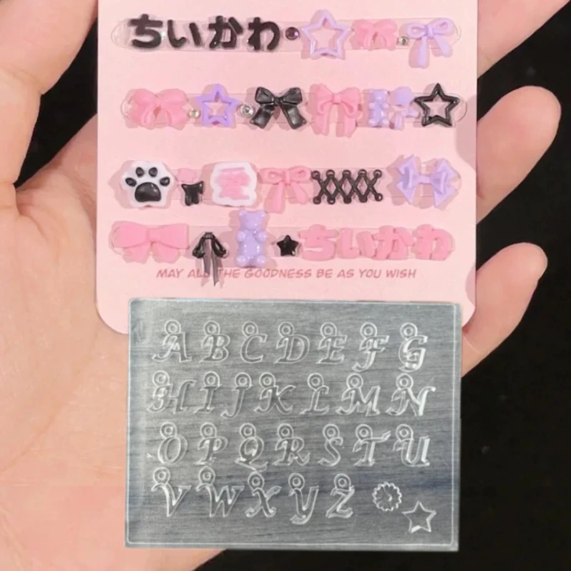 24Letter Pendant Charms Nail Silicone Molds 7.8*5.8CM Transparent Carving Template 'A-Z' Alphabet Handmade Jewelry Mold Tool&*& 4