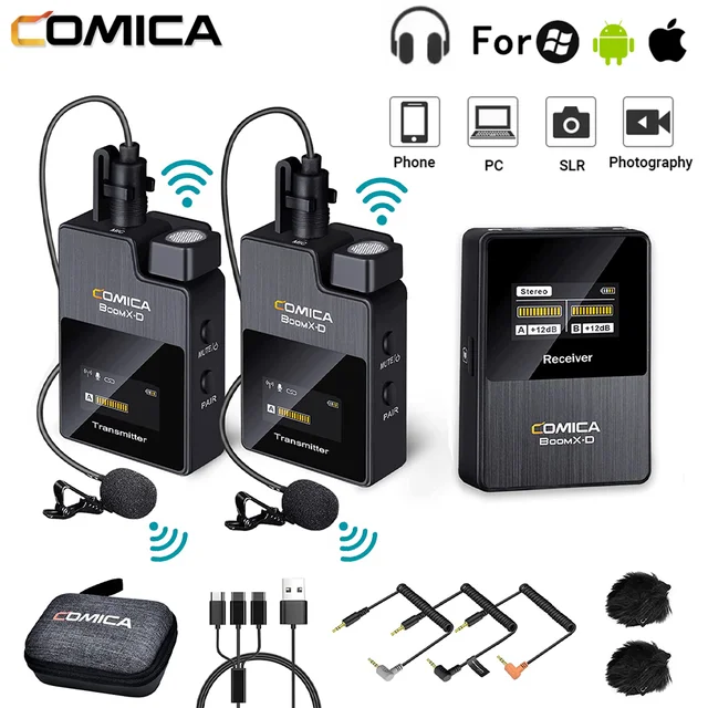 Micro-cravate sans fil, Comica Vimo S 2.4G Micro-cravate sans fil compact  avec étui de chargement pour smartphone iPhone Android, prise en charge  lors de la charge, enregistrement double canal - AliExpress