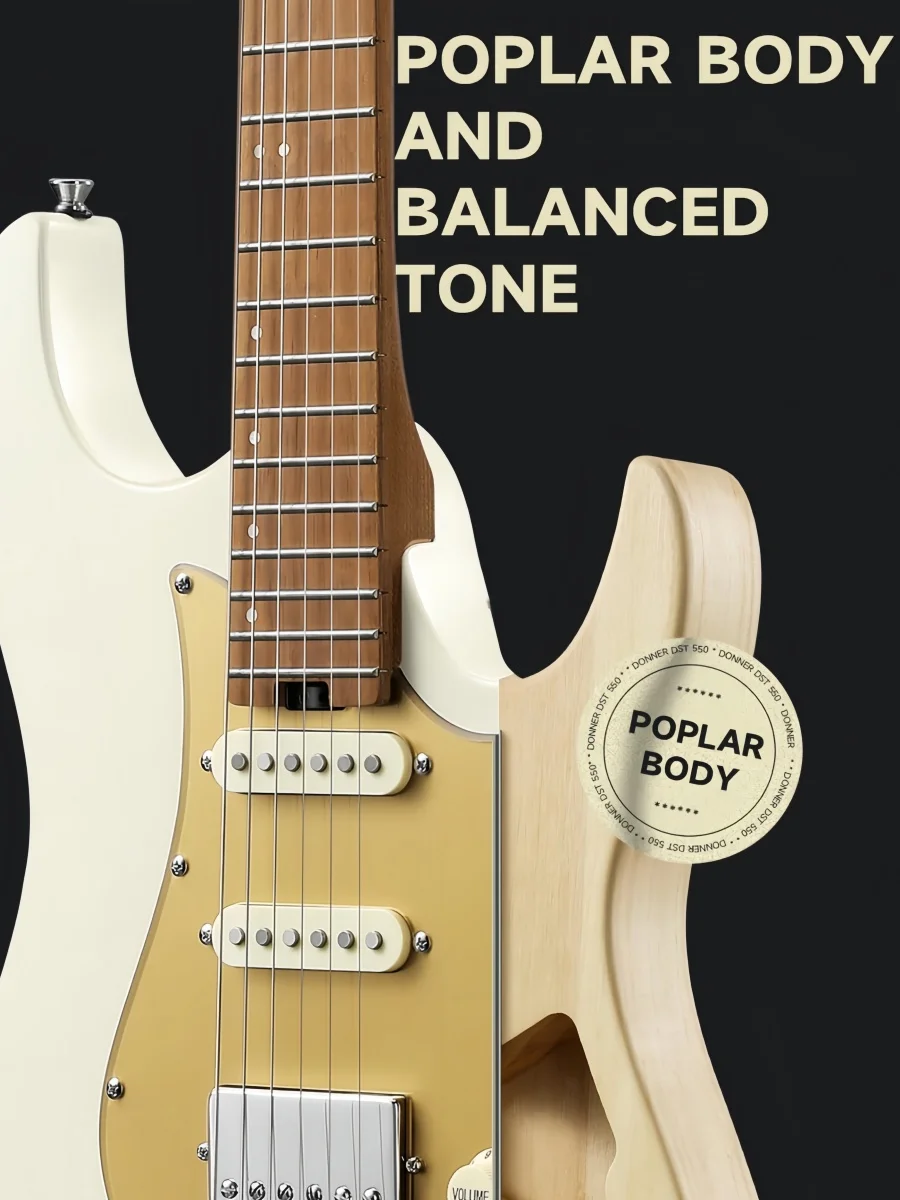 Donner 39 Inch Electric Guitar, DST-550 Solid Double-cut Poplar Body Electric Guitar for Intermediate & Pro Players, 7 Tone-swit