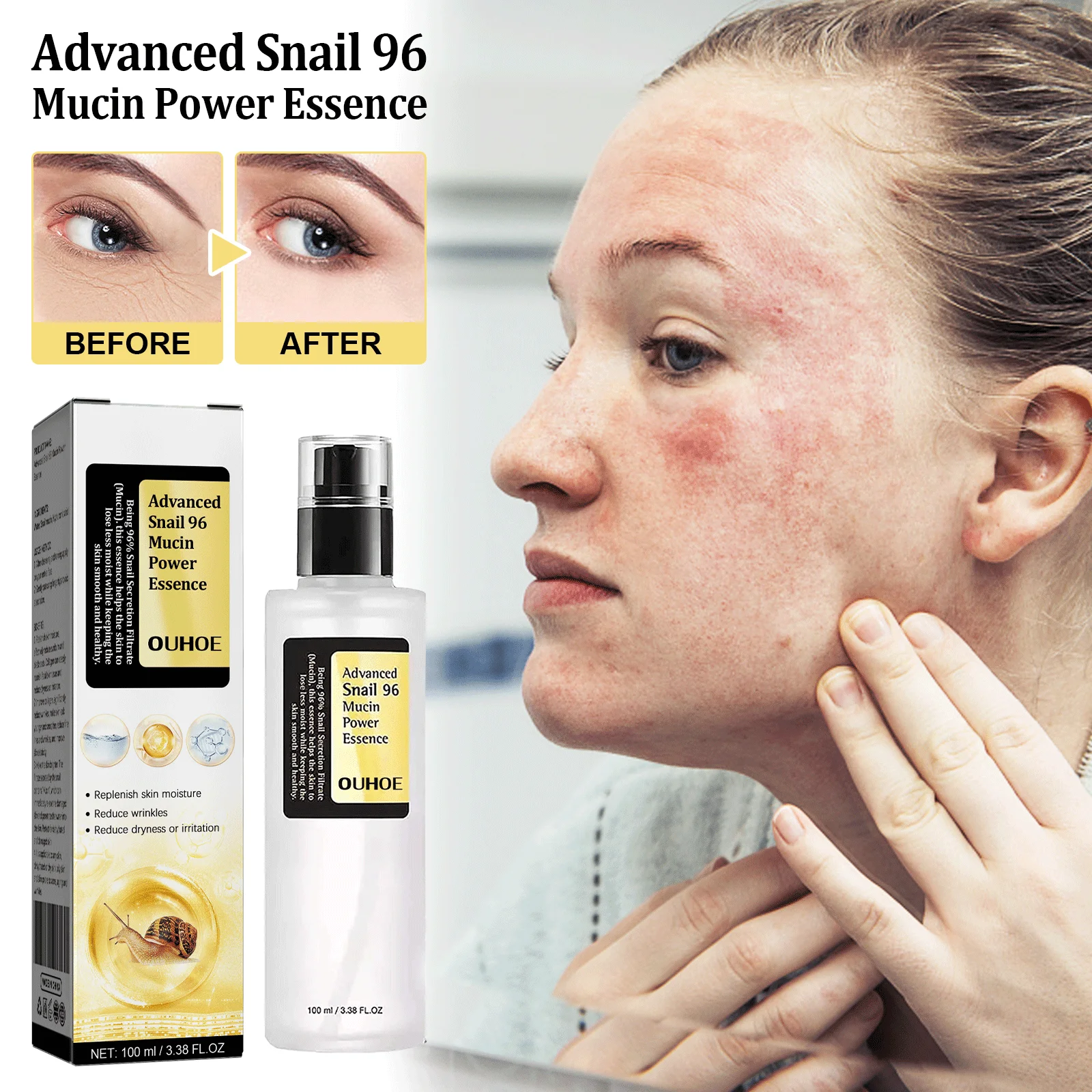 96% Snail Mucin Anti-Aging Face Essence: Brightening & Repair Serum for Sensitive Skin - Image 5
