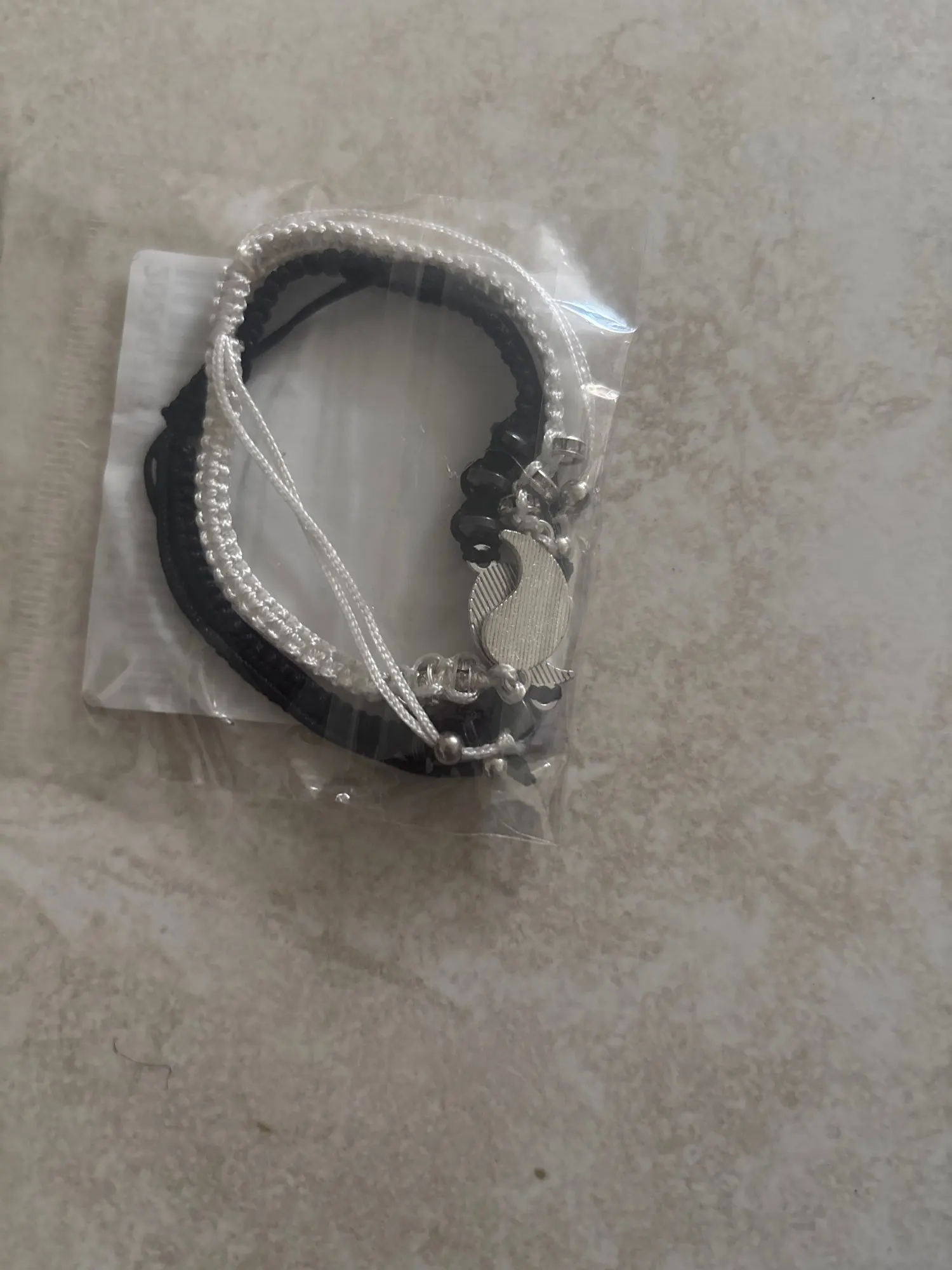 2 PC Jewelry Set Couple Black White Tai Chi Bracelet Rope Adjustable Chain Set Simple Style Daily Wear Jewelry photo review