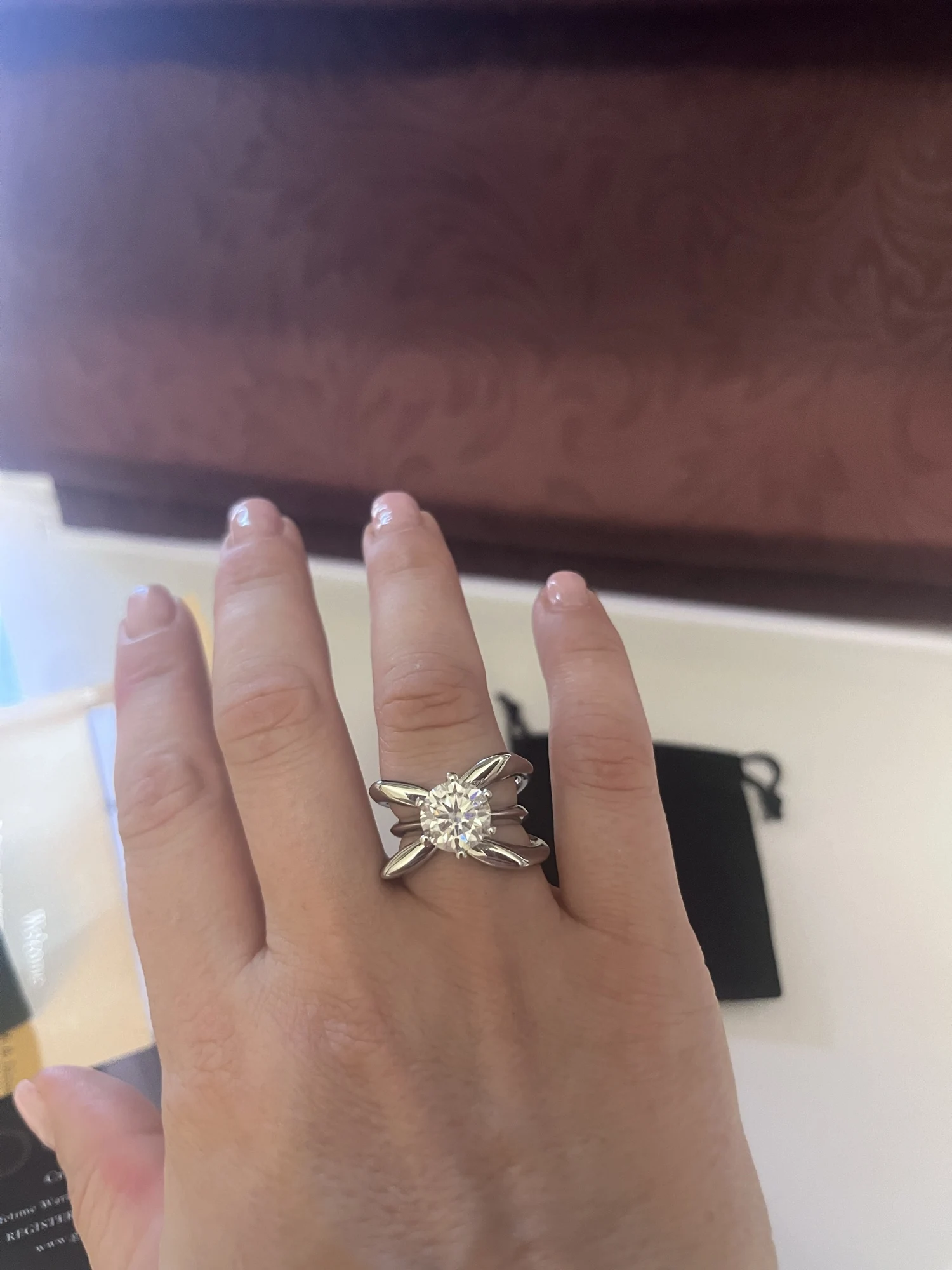 Sparkl365 Moissanite™ FLEURIS Solitaire Ring [18k White Gold over Silver S925]