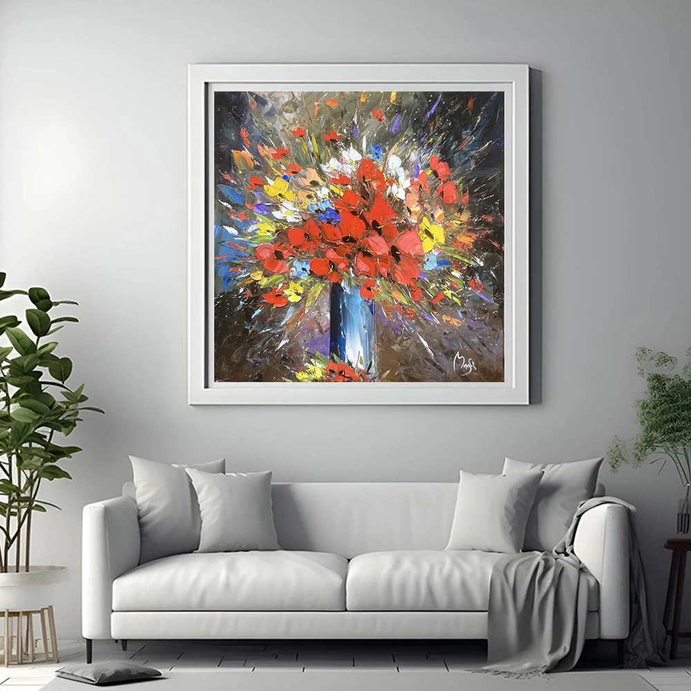 

Famous Painting Abstract Style Yu Meiren Flower Bouquet Colorful Prints Brush Wall Art Living Room Home Canvas Poster Decor Gift