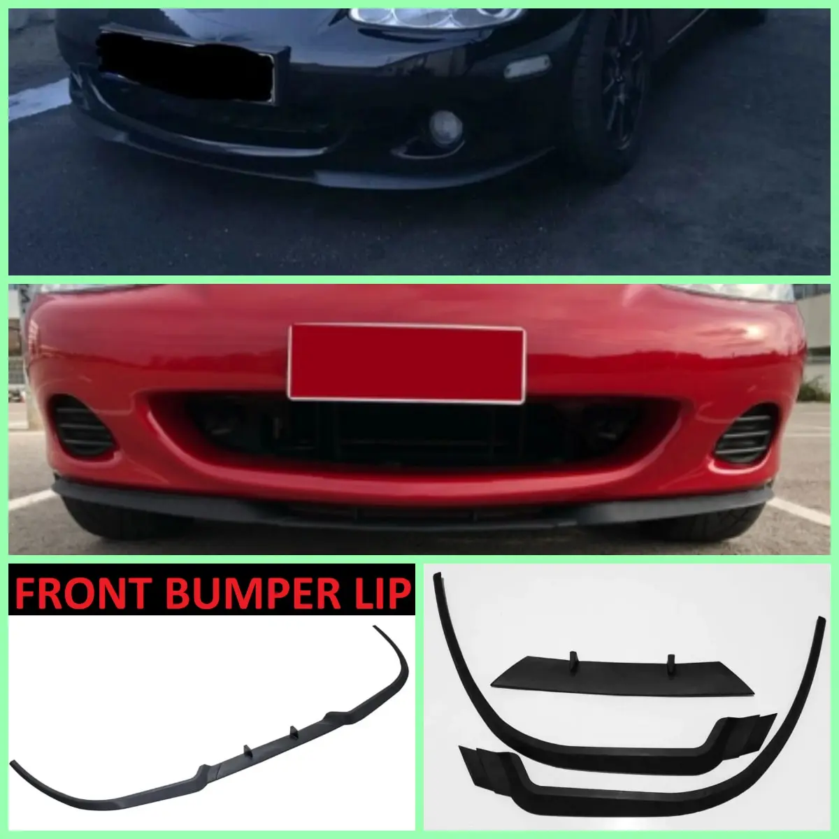 Per Mazda Miata Mx5 Nb Cupra R Spoiler Anteriore Paraurti Lip Euro Spoiler Lip Universal 3 Pcs Body Kit Splitter Accessori Auto Style