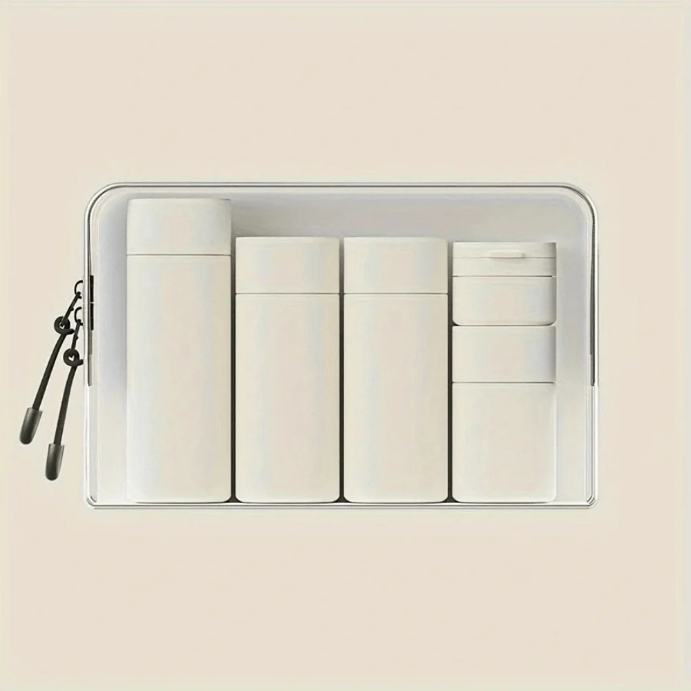 5-Piece TSA Approved Travel Toiletry Dispenser Set - Essential Cream Containers