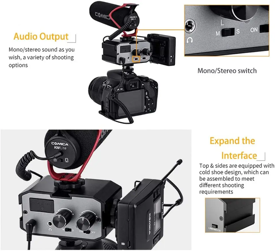 Comica CVM-AX1 DSLR Audio Adapter, Microphone Audio Mixer Adapter with Real : Comica CVM-AX1 DSLR Audio Adapter, Microphone Audio