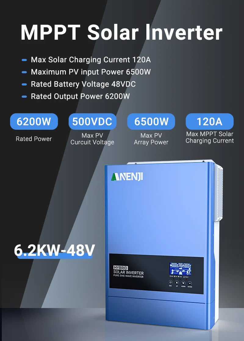 4KW 6.2KW 11KW Hybrid Solar Inverter MPPT Inverter On/Off Grid Solar Inverter PV