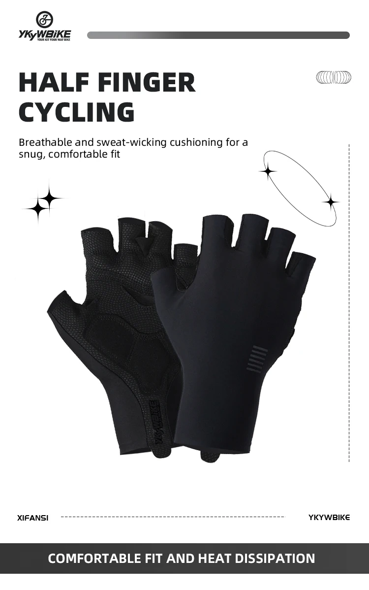 YKYWBIKE Fahrradhandschuhe für Herren und Damen, Halbfinger-Outdoor-Sporthandschuhe, Sommer-Rennrad-Handschuhe mit XRD-Polsterung – Detail 3