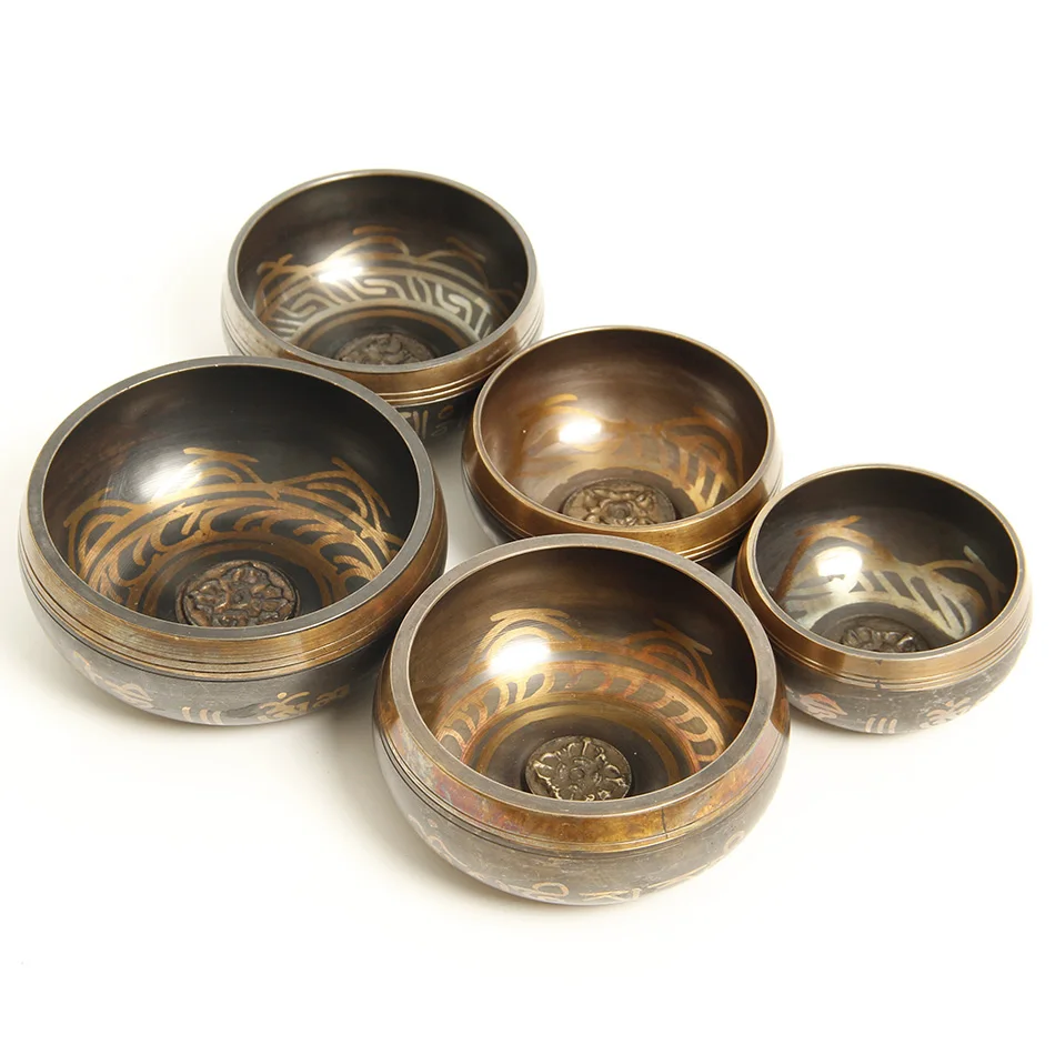 

Tibetan Singing Bowl Set of 5 Meditation Sound Bowl 8cm-11.5cm Handcrafted in Nepal for Healing and Mindfulness