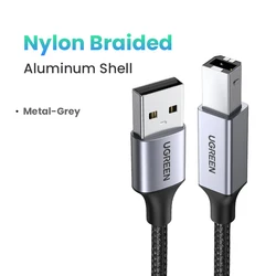 Universal High-Speed USB Printer Cable - Type B to A Male, - 1m (Metal Grey)