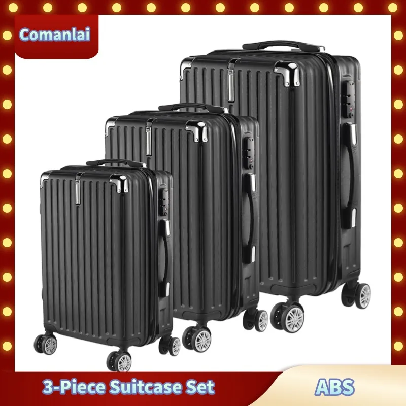 Set valises Comanlai 3 pièces TSA lock ABS 4 roues 28/24/20 pouces voyage trolley rigide