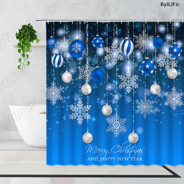 Blue and silver shower curtain deals