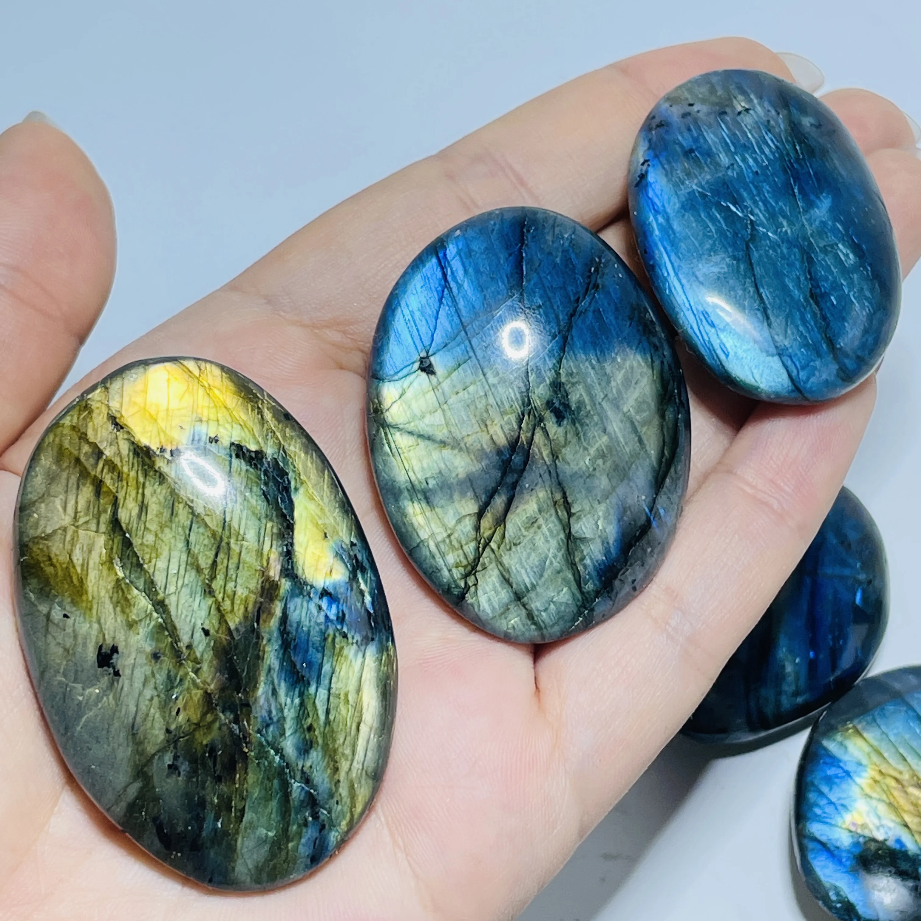 Vibrant Excellent Both-side Flashy Rainbow Labradorite Palm, with