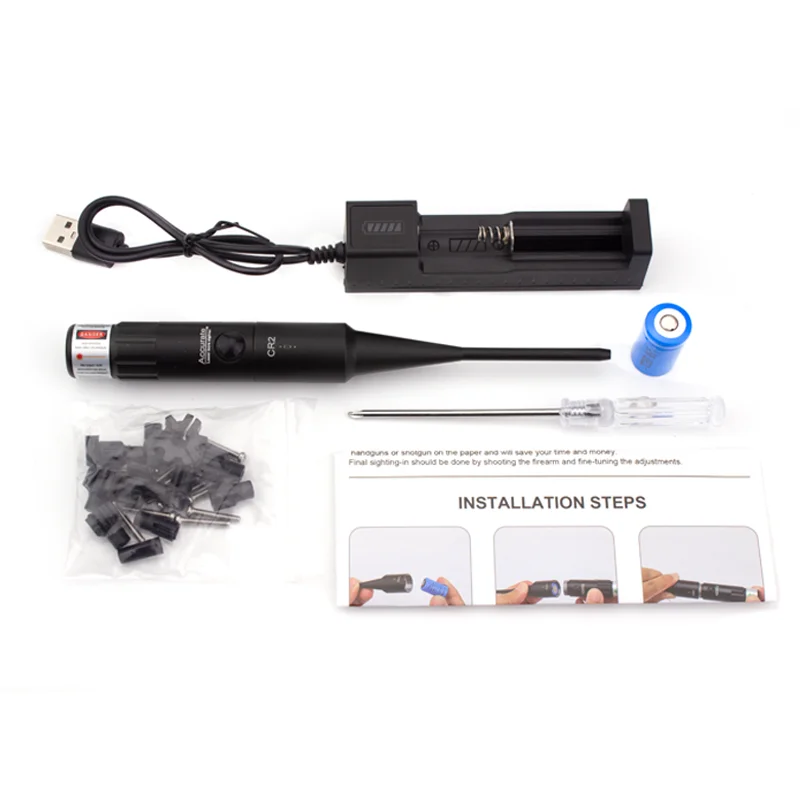Green Red Laser Bore Sight with 30Adpaters fits from .177 .22 to .78 12GA Caliber Boresighter Laser Collimator Sight laser sight red dot laser sight laser bore sight