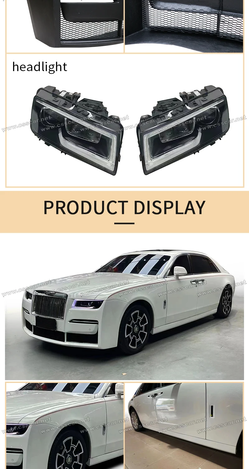 FRP Material Modification Body Kit Car Front Rear Bumper Guard Side Skirt For Rolls Royce Ghost Old Upgrade New 4th Versions