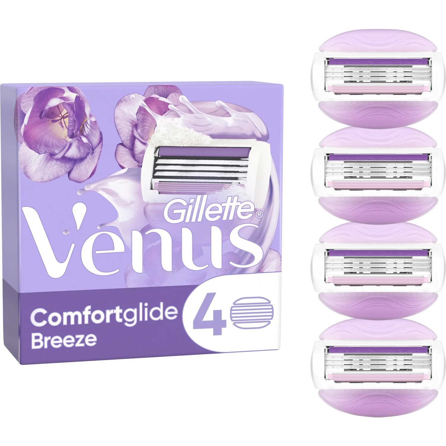 Gillette Venus Comfortglide Breeze Lame Di Rasoio Da Donna, Confezione Da 4 Ricariche Di Lame Di Rasoio, Lubrastrip Con Un Tocco Di Oli Botanici