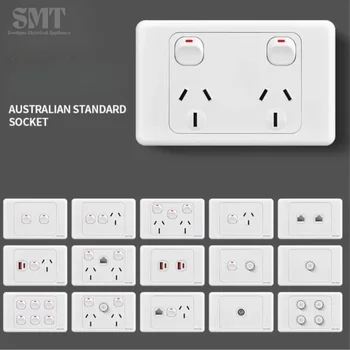 เต้ารับเต้ารับติดผนังมาตรฐานนิวซีแลนด์ของออสเตรเลีย SAA ปลั๊กไฟเดี่ยววัตถุประสงค์ทั่วไปและสวิตช์ไฟแนวนอน 1