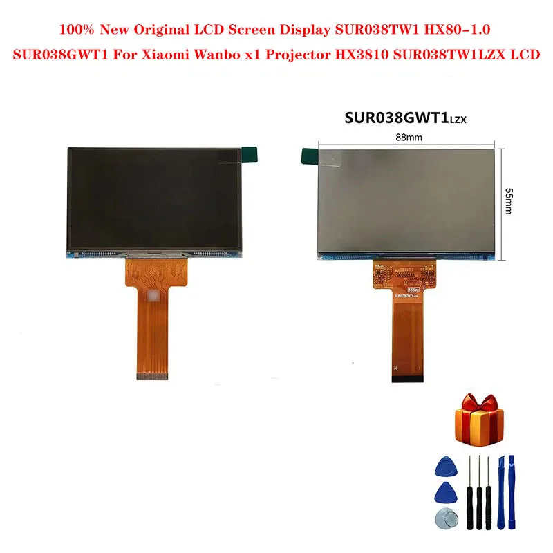 Tela Lcd Original para Xiaomi Projetor Wanbo x1 Sur038gtwt1 Hx801.0 Sur038gwt1 Hx3810 Sur038tw1lzx 100 Novo