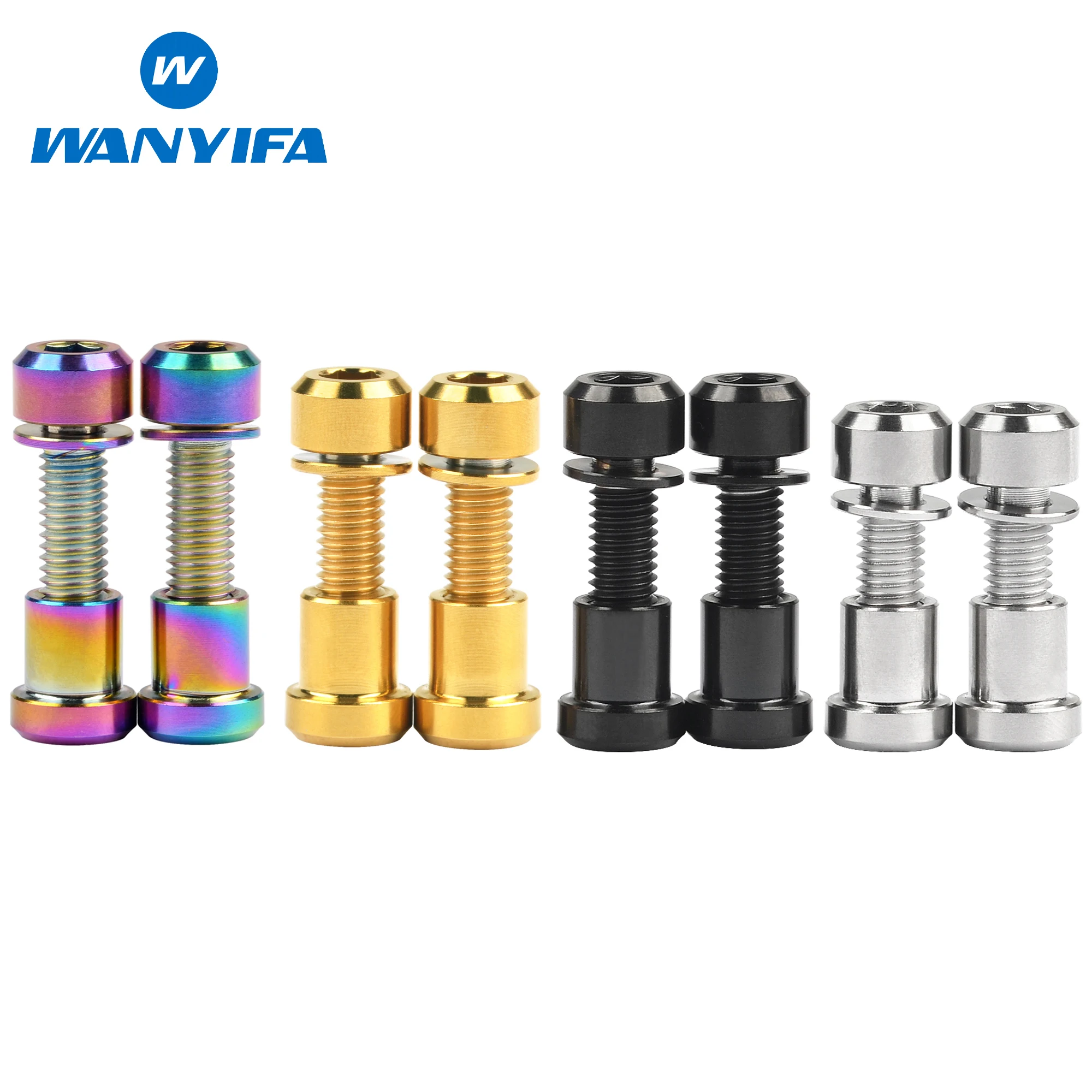 

Wanyifa 2pcs Titanium Nuts+2pcs M5x16/18/20mm With Washer Rounded Column Head Screws For 3T Stem Front Forking Lock