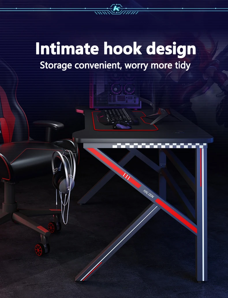 Xiuwoo Gaming Table Kshape Desk, 120cm Computer Gaming Table Pc Desk