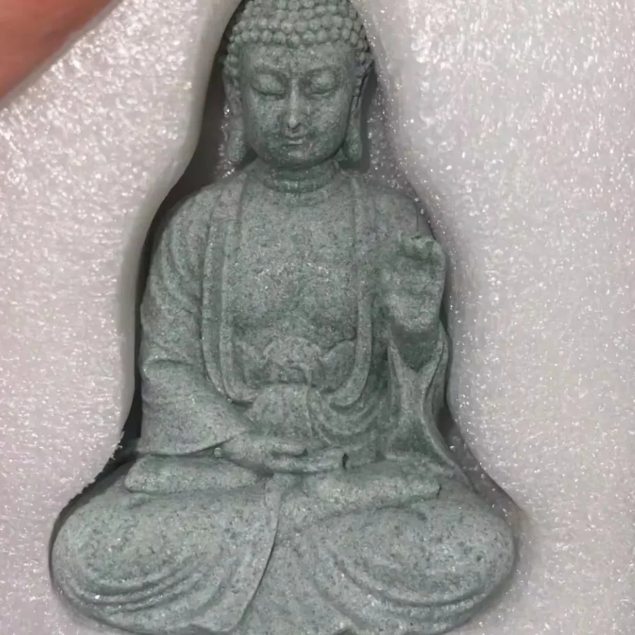 Buddha Statue Fish Tank Decoration Mini Buddhism Figurine Desk Topper Tablescape Decor Home Zen Statue Green Sandstone Thailand photo review