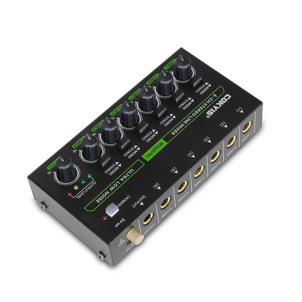 MIX600-PRO Ultra-Low Noise 6-Channel Stereo Line Mixer with RGB Lighting High-Fidelity Audio for Studio and Professional Use
