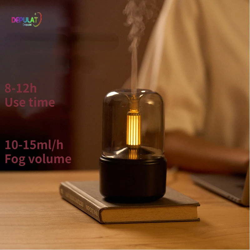 

Depulat USB Candlelight Aroma Diffuser Portable Retro Air Humidifier With Imitation Candle Night Light Essential Oils Diffuser