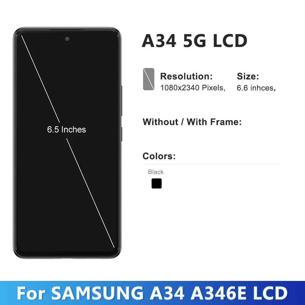LCD ÷ ġ ũ,  Ÿ  ü ǰ, Ｚ A34 5G SM-A346E A346B, 100% ׽Ʈ Ϸ