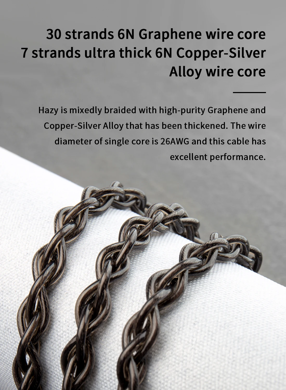 KBEAR Trübe 6N Graphene + Kupfer-Silber Legierung Gemischt Geflochtene Upgrade Kabel MMCX/2Pin Stecker 3,5mm/2,5mm/4,4 mmPlug Kopfhörer Draht – Detail 2