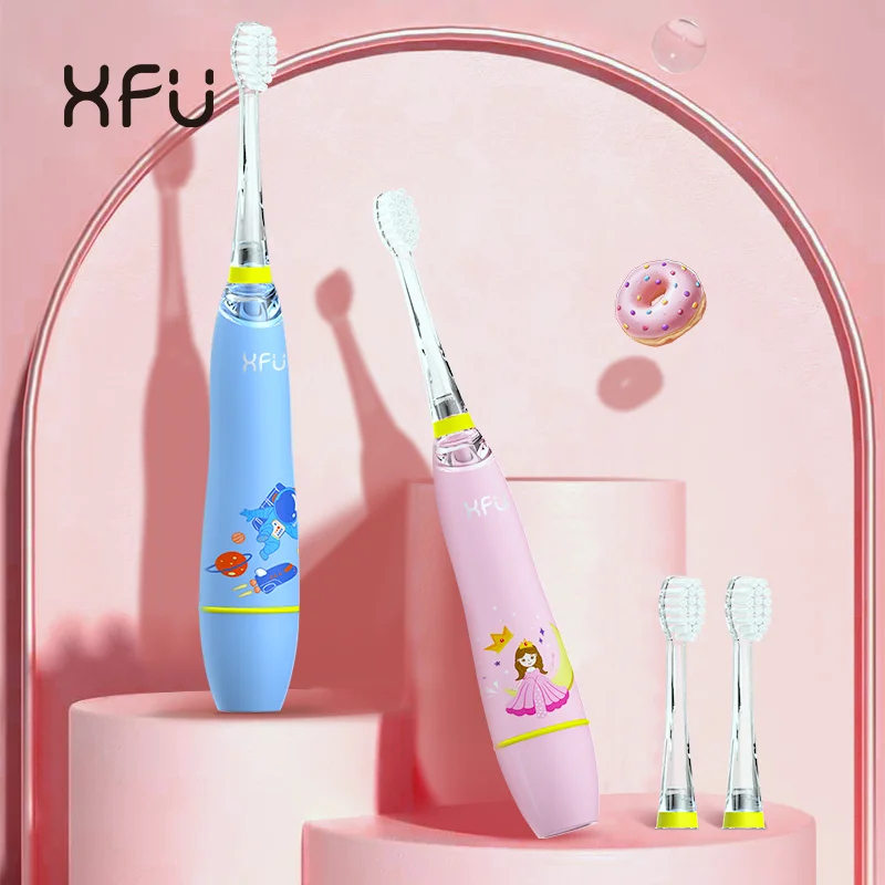 

XFU 2113 Sonic Battery Electric Kids' Toothbrushes Replaceable Dental Care Brush Heads for Children Soft Bristle