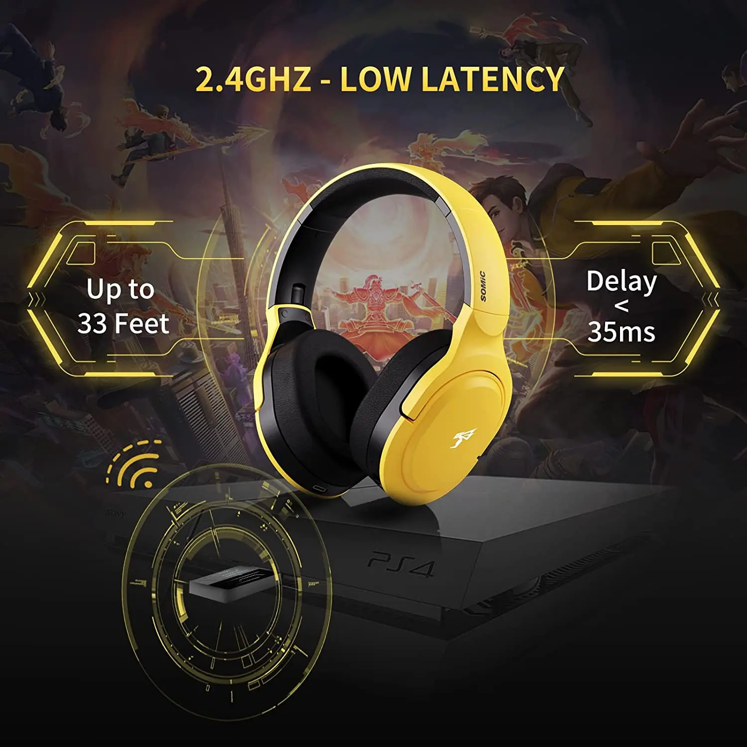 Buy SOMIC G710 Wireless Gaming Headset, 2.4Ghz Gamer Headsets with