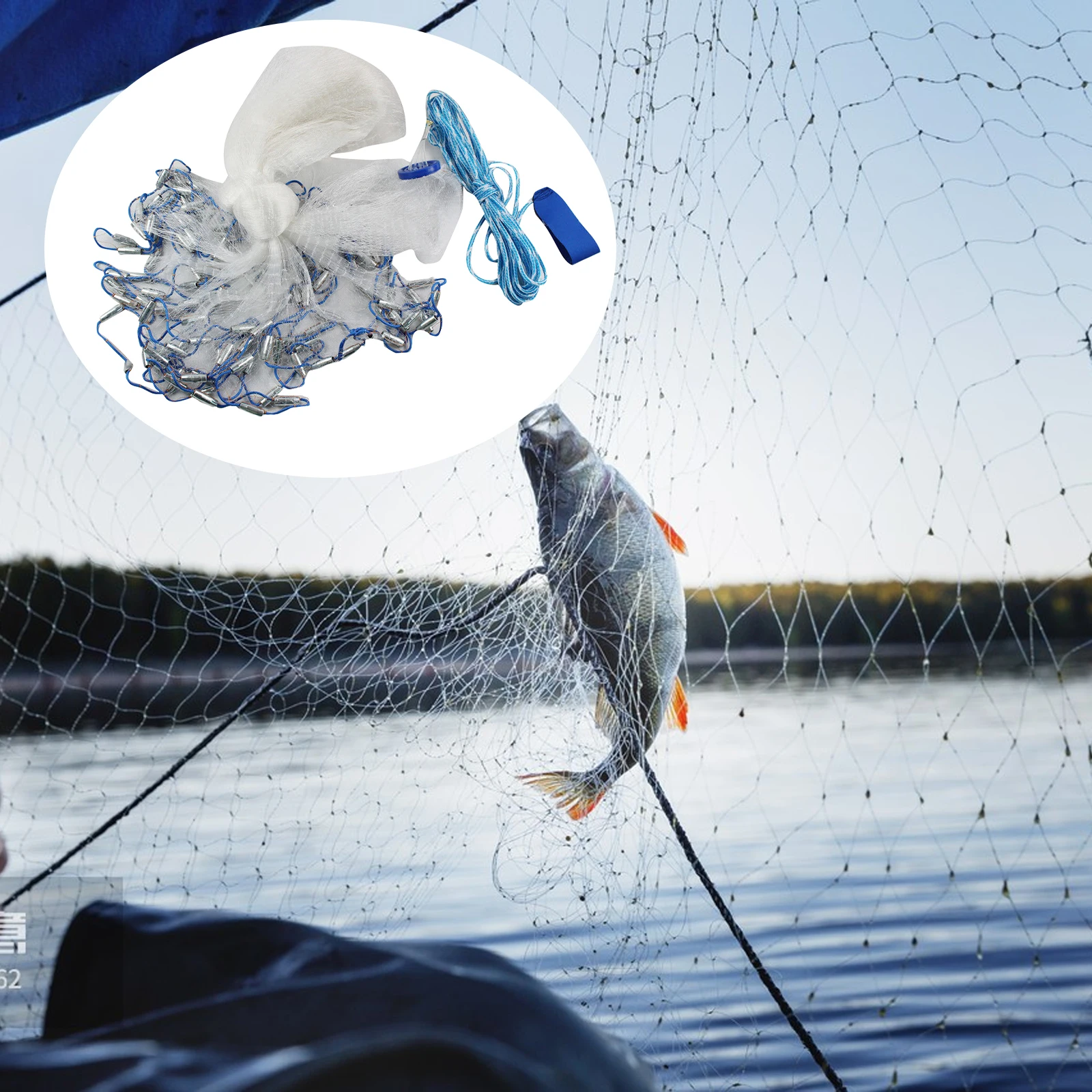 Filet lancé 23kg léger avec plombs acier - Maille monofilament facile à utiliser pêche traditionnelle
