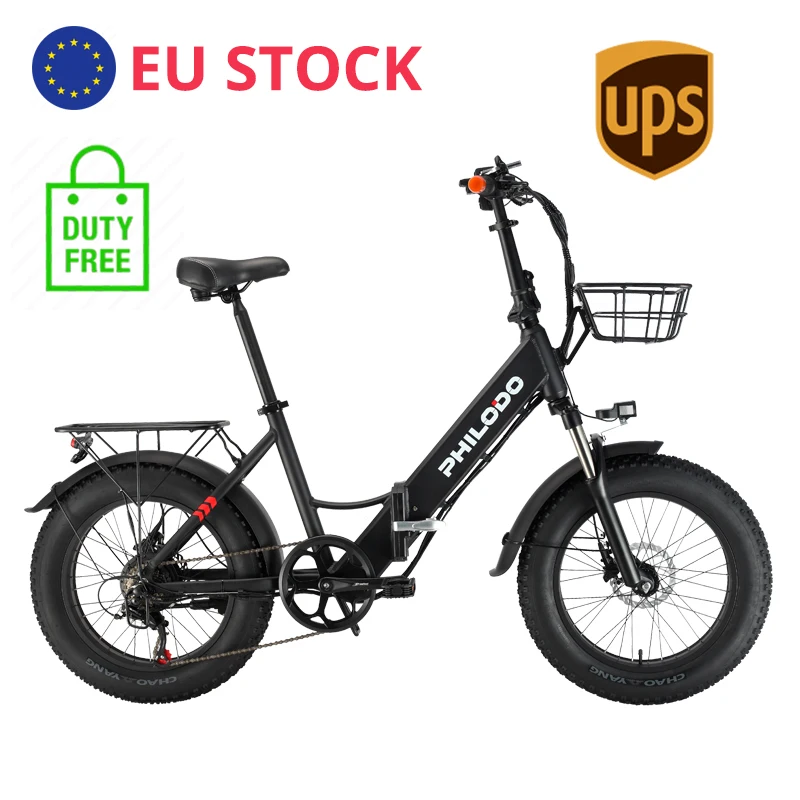 EU/UK Stock Electric Fat Tire Bike Hydraulic Brakes 20 Inch Step Thru