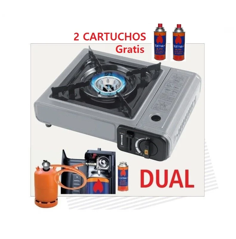 Para Camping COCINA PORTATIL GAS DUAL BOTES GAS TOSTADORA
