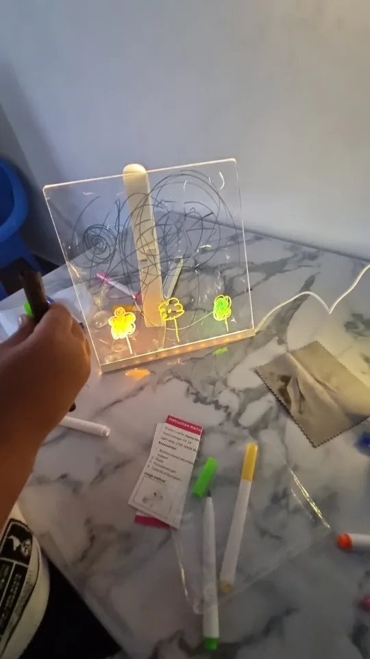 Glowing LED Drawing Board Lamp Transparent Acrylic Message Note Board Erasable Memo USB Night Light Birthday Christmas Gifts