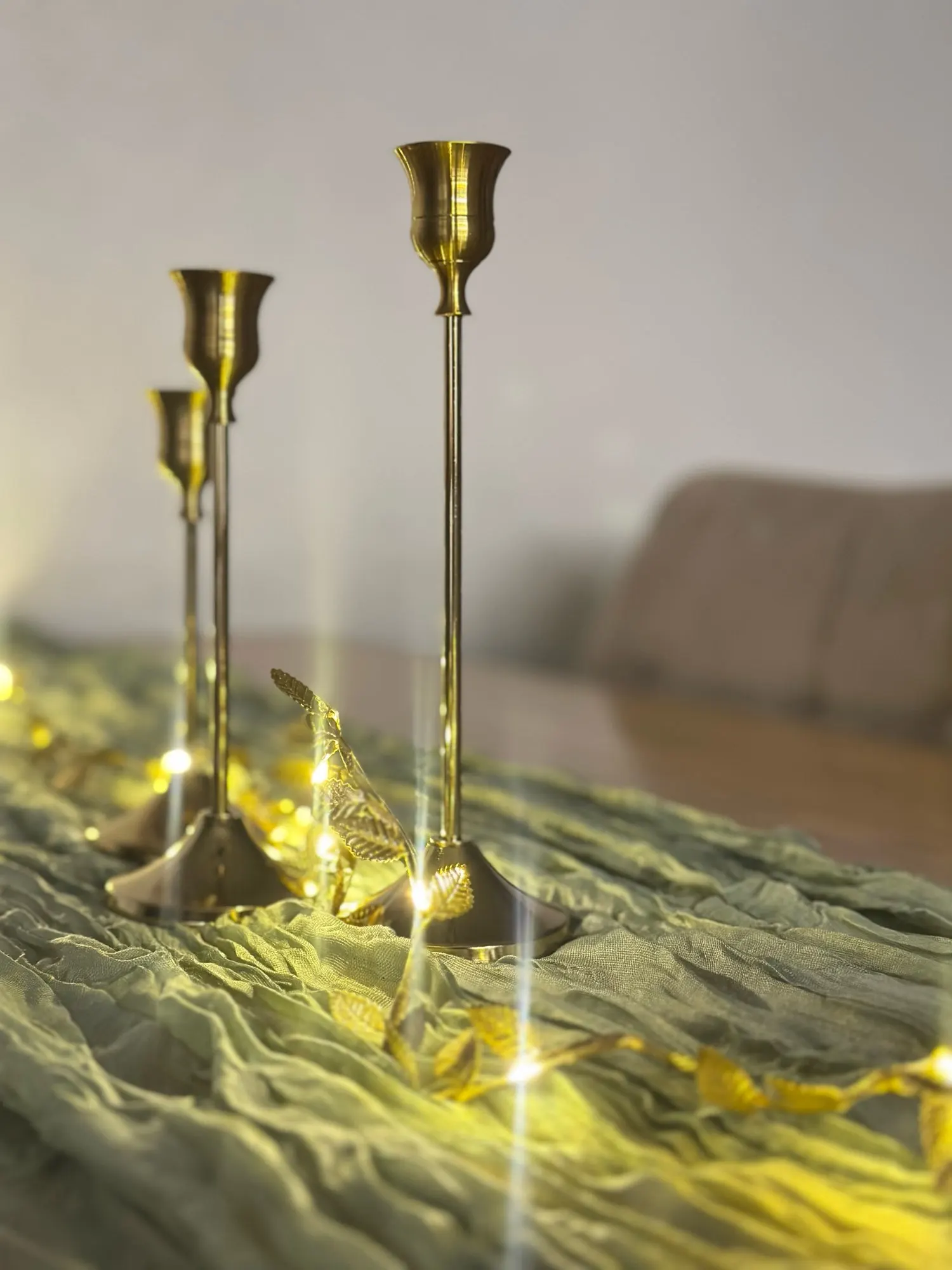 Vintage Metal Candle Holders Set Of 3 | Elegant Table top Wedding Décor