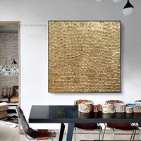 Gold Leaf Wall Art Canvas Painting Handmade Golden Textured Oil Painting Gold Metal Shine Wall Art Decor Glossy Gold Artwork 1