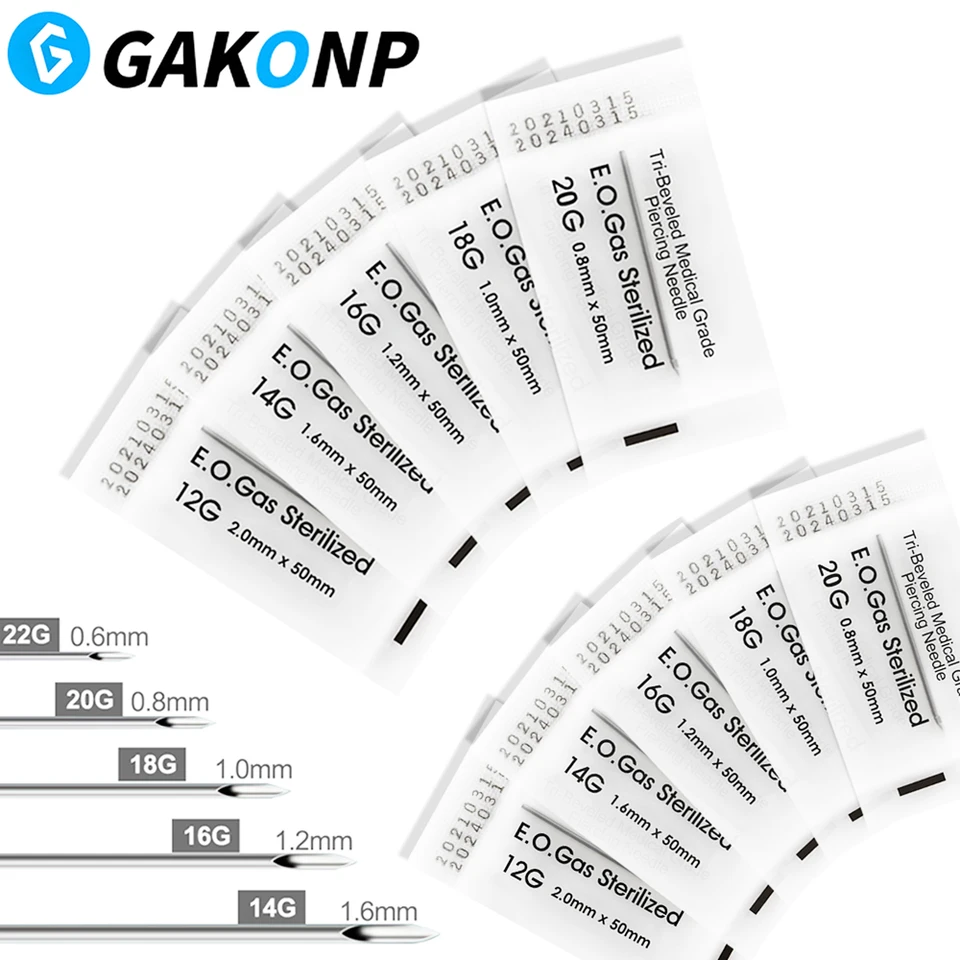 20 Aghi Da Piercing Sterili 16G | Acciaio Inox 316 | Per Orecchio, Naso, Ombelico E Labbra - Foto 9