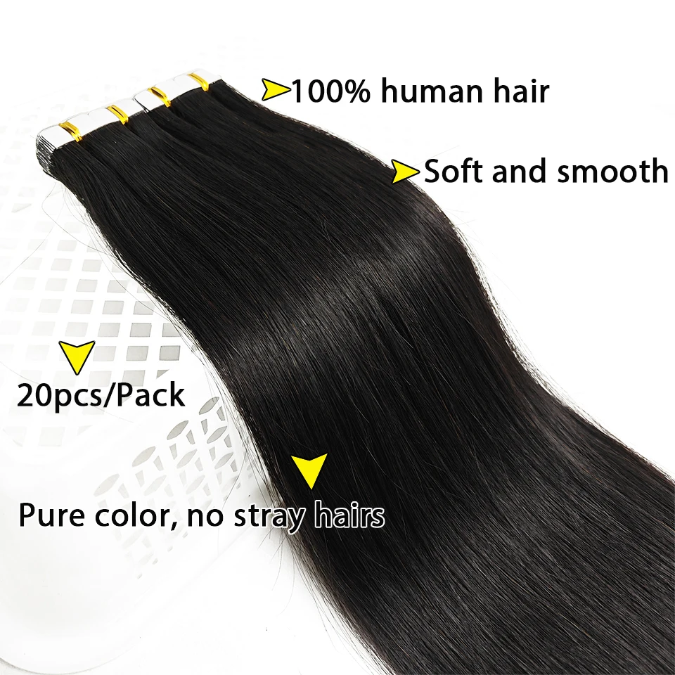 Tape In 100% Real Remy Human Hair Human Hair Straight Extensions Skin Weft Adhesive Glue On for Woman Brazilian Salon Quality