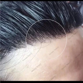 Linea sottile naturale Parrucchino Parrucca di pelle sottile Parrucca piena di capelli umani in PU Sistema di capelli umani indiani Protesi capillare per uomo Unità parrucchino