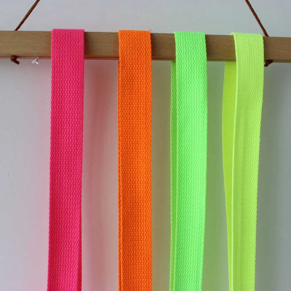 2 Yards 2.5cm Canvas Bag Strap Ribbon Jacquard Webbing Neon color style trim accessory for bag/garment/homedeco Checked Lace canvas ribbon belt webbing ribbon canvas webbing belt
