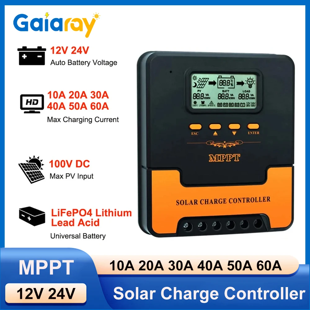 12V 24V 자동 MPPT 태양열 충전 컨트롤러 LiFePO4 리튬 젤 납 산성..