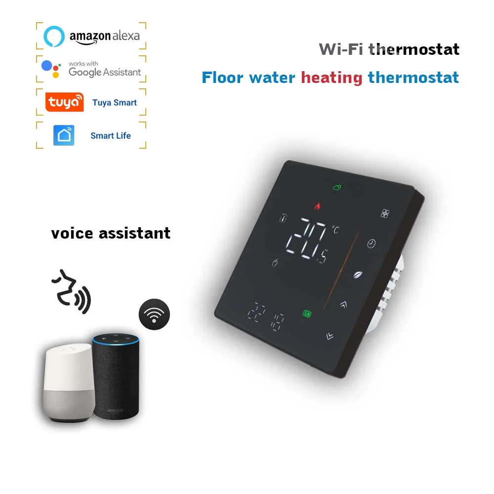 

Tuya smart home underfloor heating thermostat,programming thermostat with sensor 24VAC 95-240VAC optional