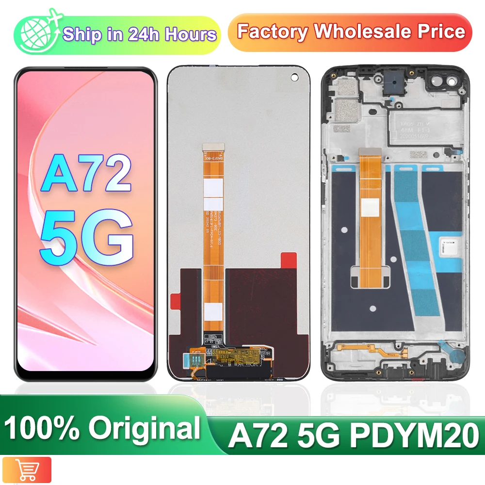 

ЖК-дисплей 6,5 дюйма для OPPO A72 5G PDYM20 PDYT20, сенсорный экран, дигитайзер в сборе с заменой рамки для Oppo A72 5G Screen