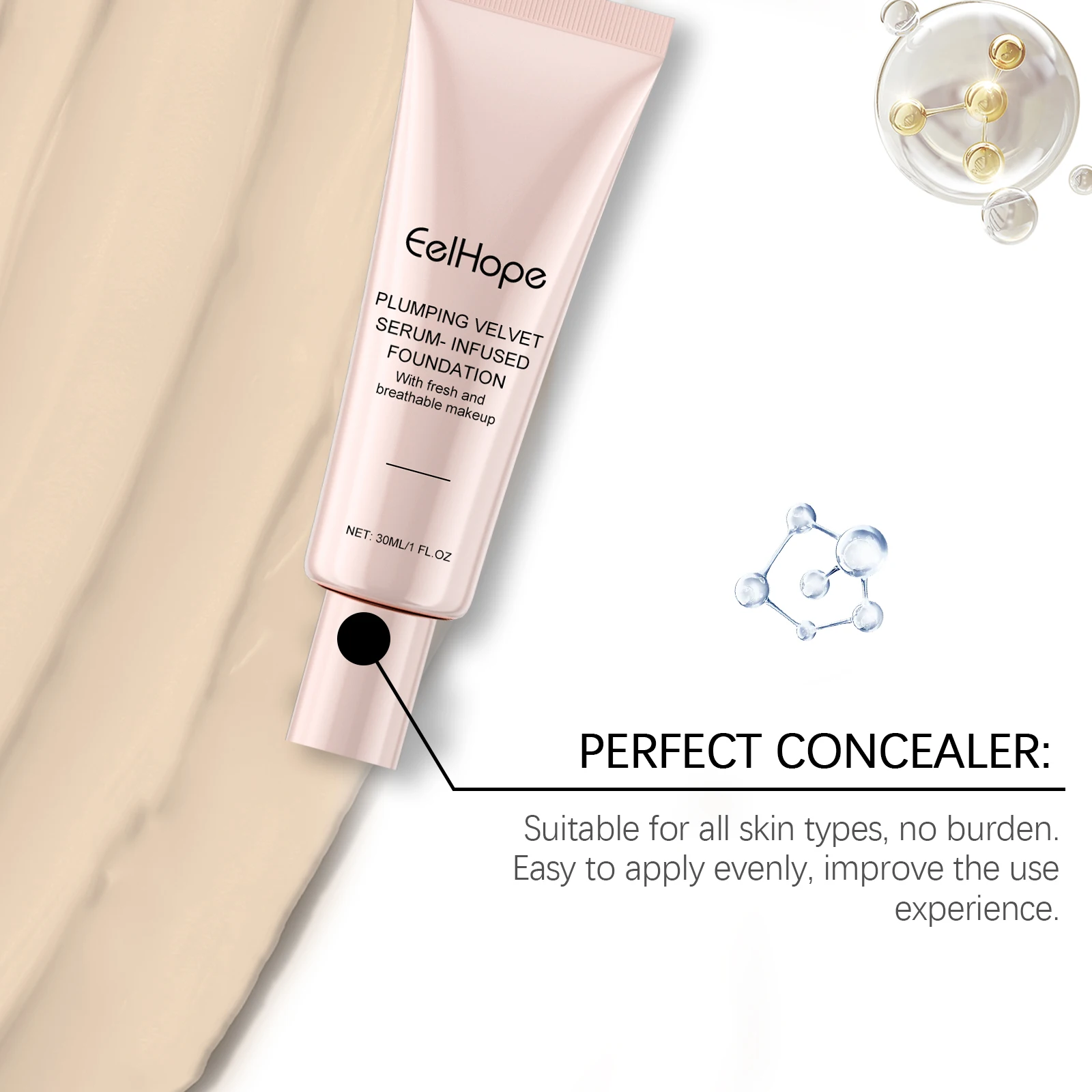 EELHOPE Face Foundation Concealer Natural Setting Makeup Non-greasy Lightweight Refreshing Plumping Face Foundation Liquid