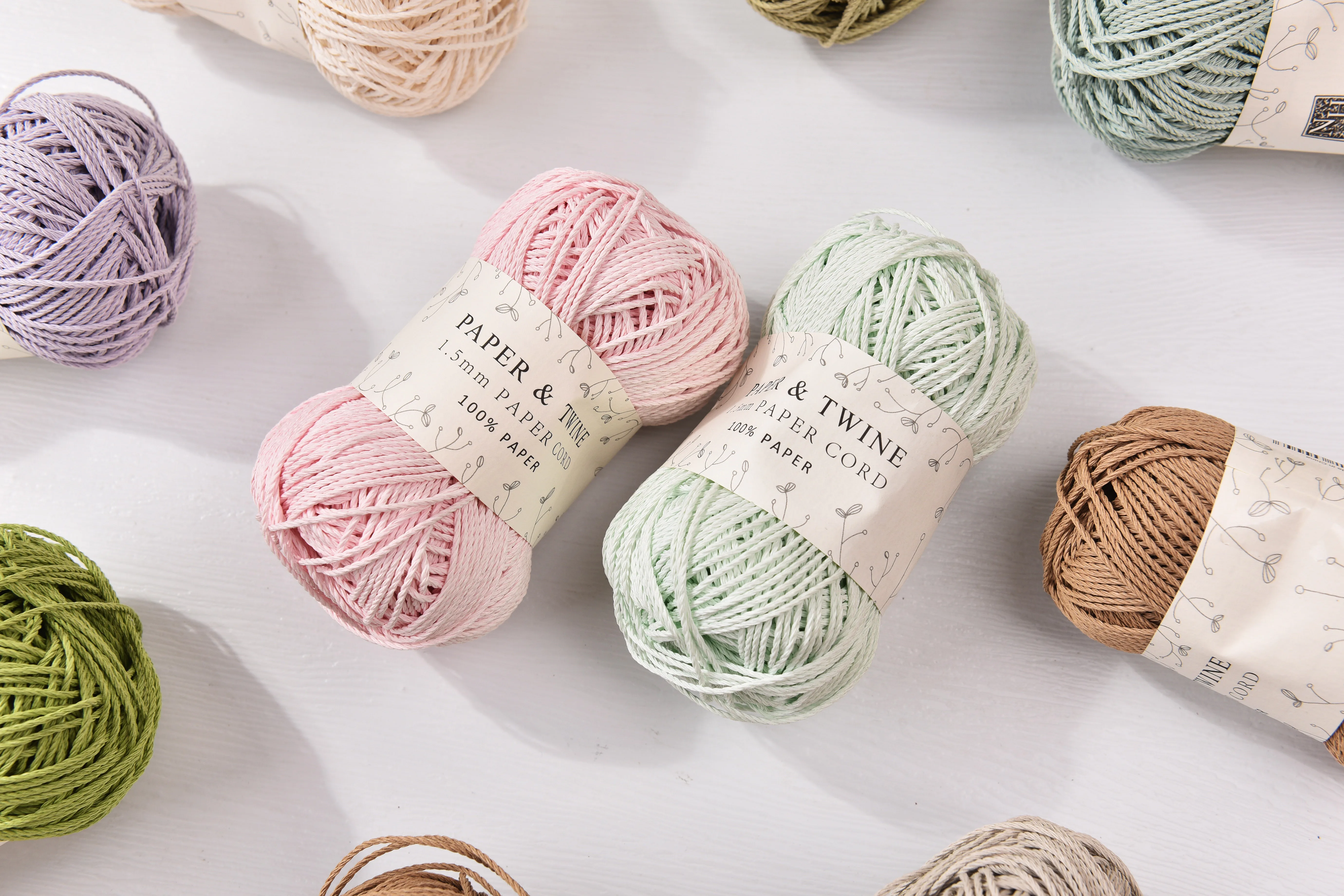 1.2mm Paper Cord Yarn 3ply Strands Paper yarn 100% Natural Hand Knitting cord 6